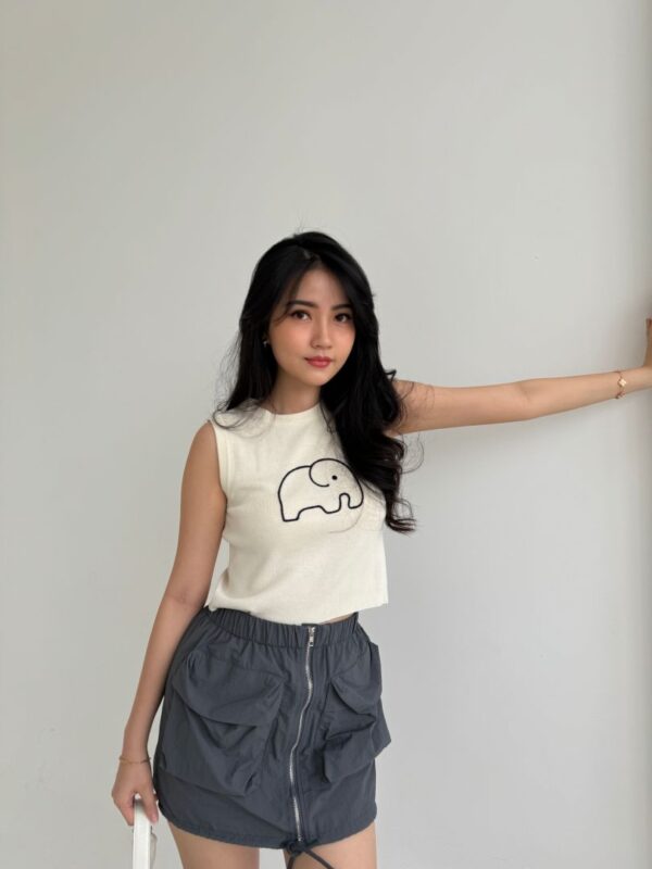 IMP001 Sleeveless Knit Elephant warna CREAM