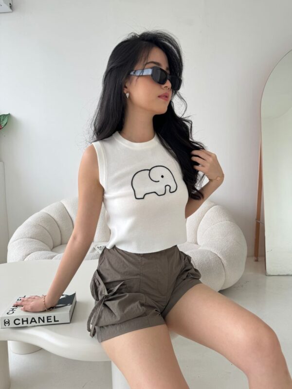 IMP001 Sleeveless Knit Elephant warna WHITE