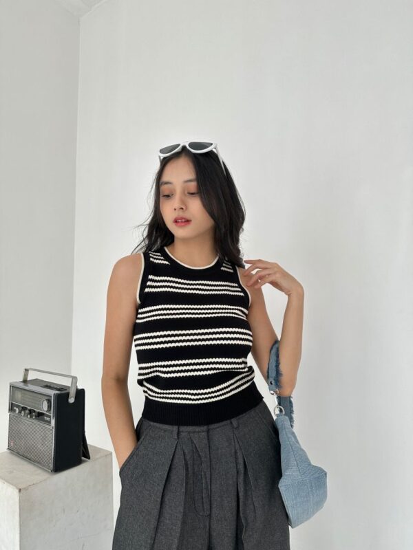 IMP022 Slim Cut Tanktop Stripe 3 warna BLACK