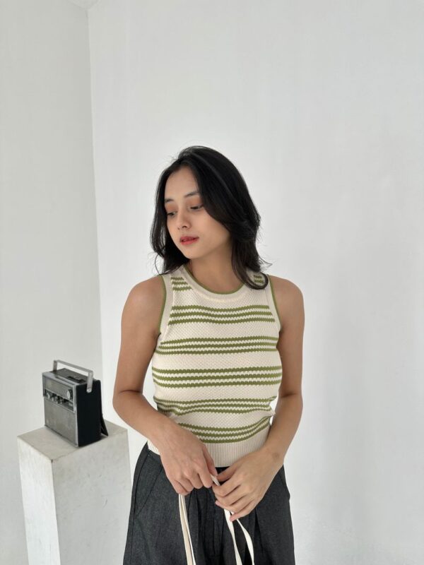 IMP022 Slim Cut Tanktop Stripe 3 warna GREEN