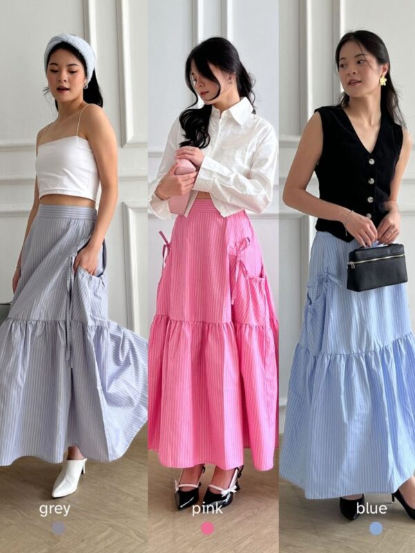 Maxi Skirt Stripe Ribbons SA-810
